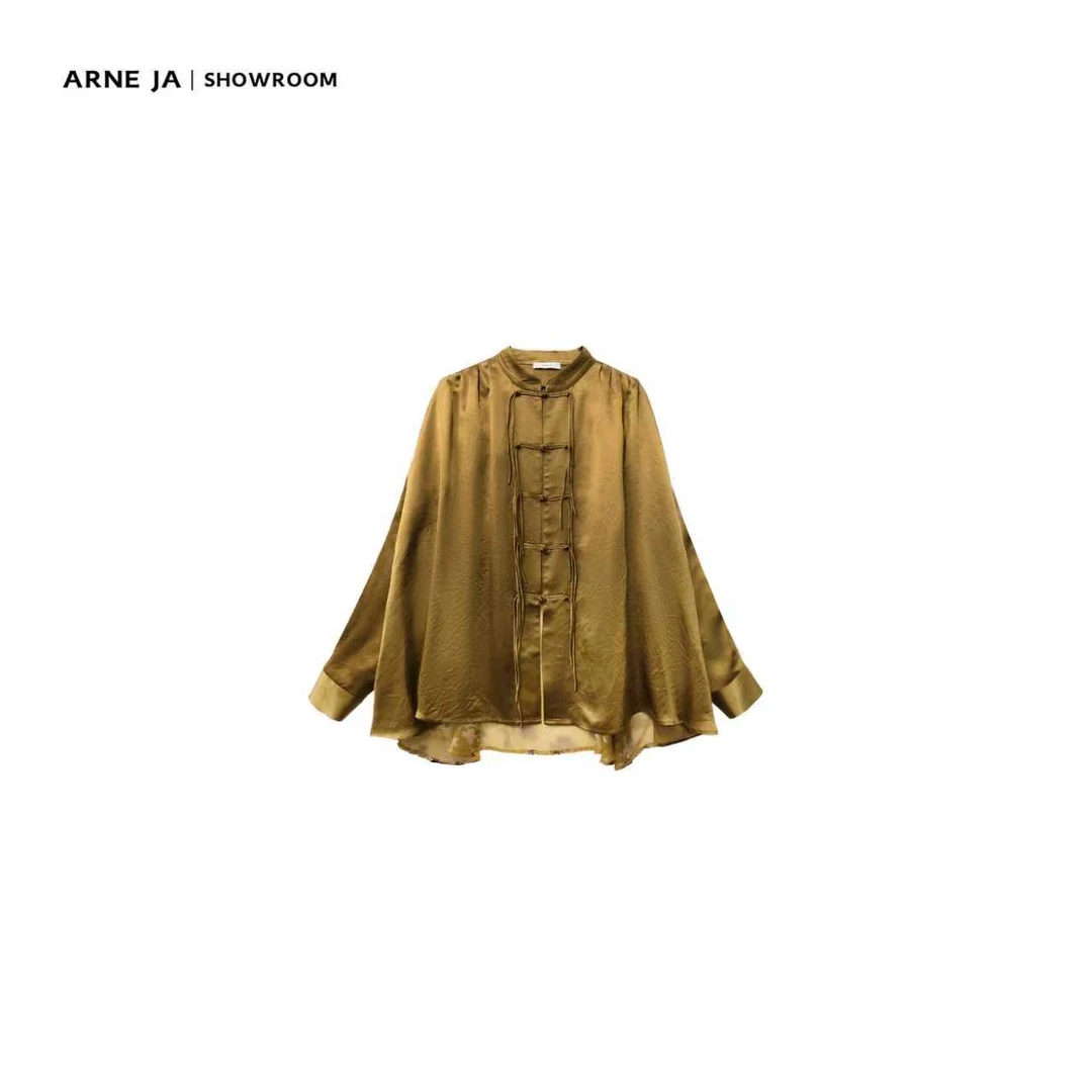 ARNE JA｜“东方美学”微透植绒褶皱量感醋酸上衣D53C1024