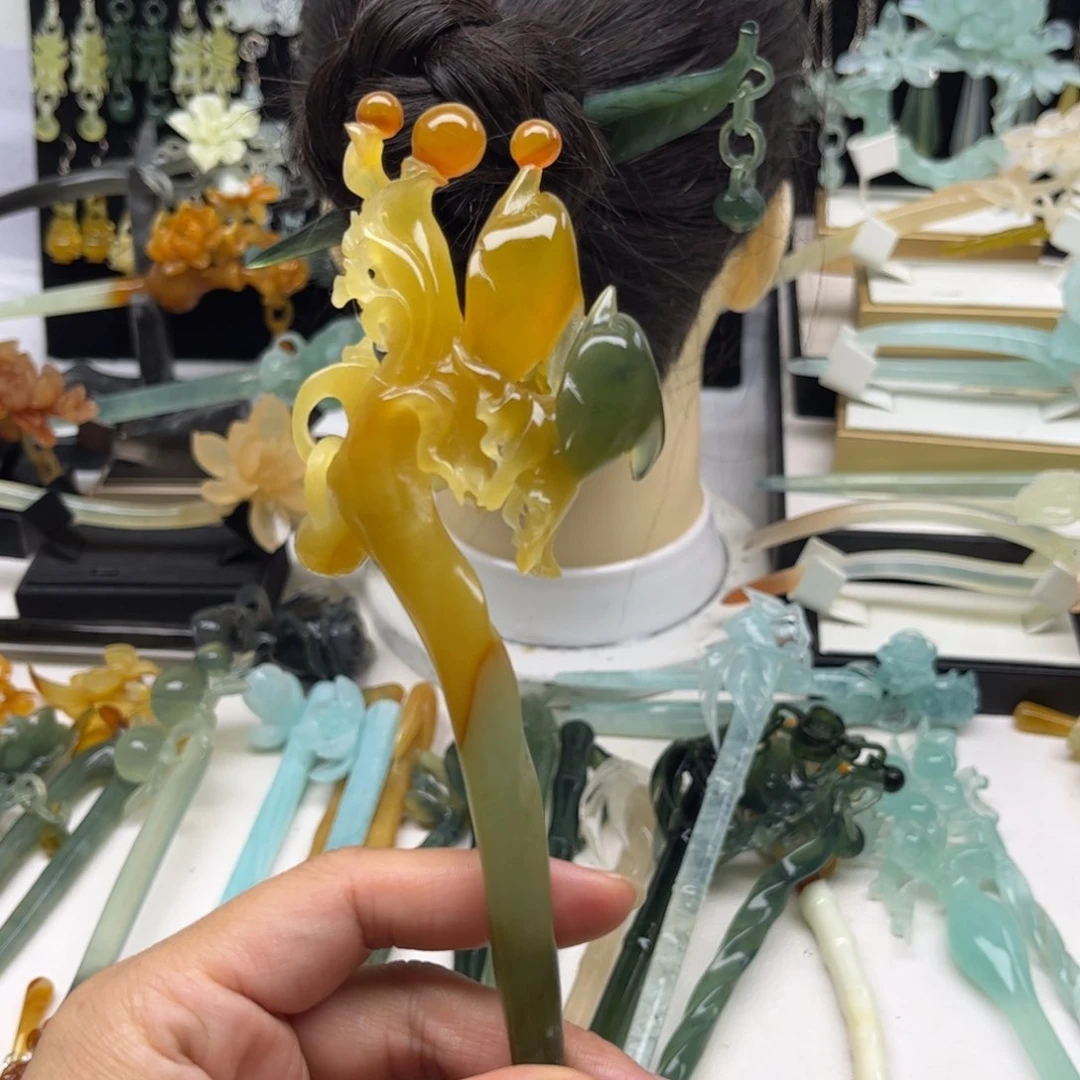 蛇纹石玉合金发饰J****2