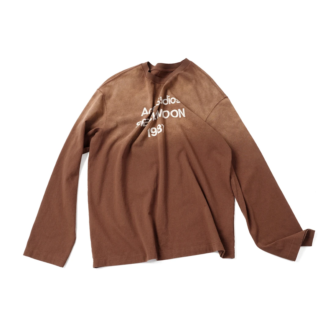 【字母做旧渐变长袖】CXAL56294早秋新款宽松显瘦复古款渐变长袖