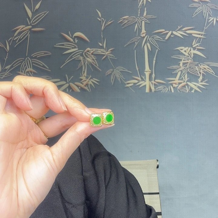 翡翠银S925镶嵌耳饰特价