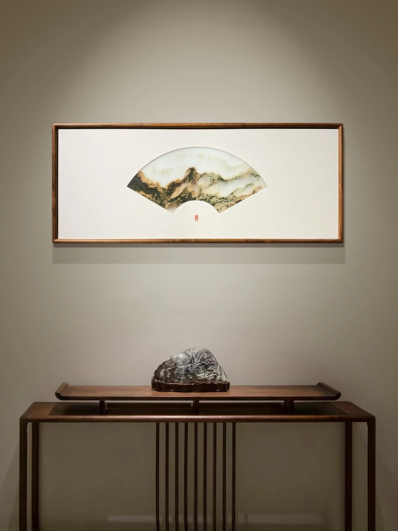 【高峰云霄】天然大理石山水摆台挂画家居装饰茶卧室客餐厅玄关通道