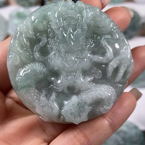 翡翠颈饰未镶嵌龙凤呈祥两面工福利