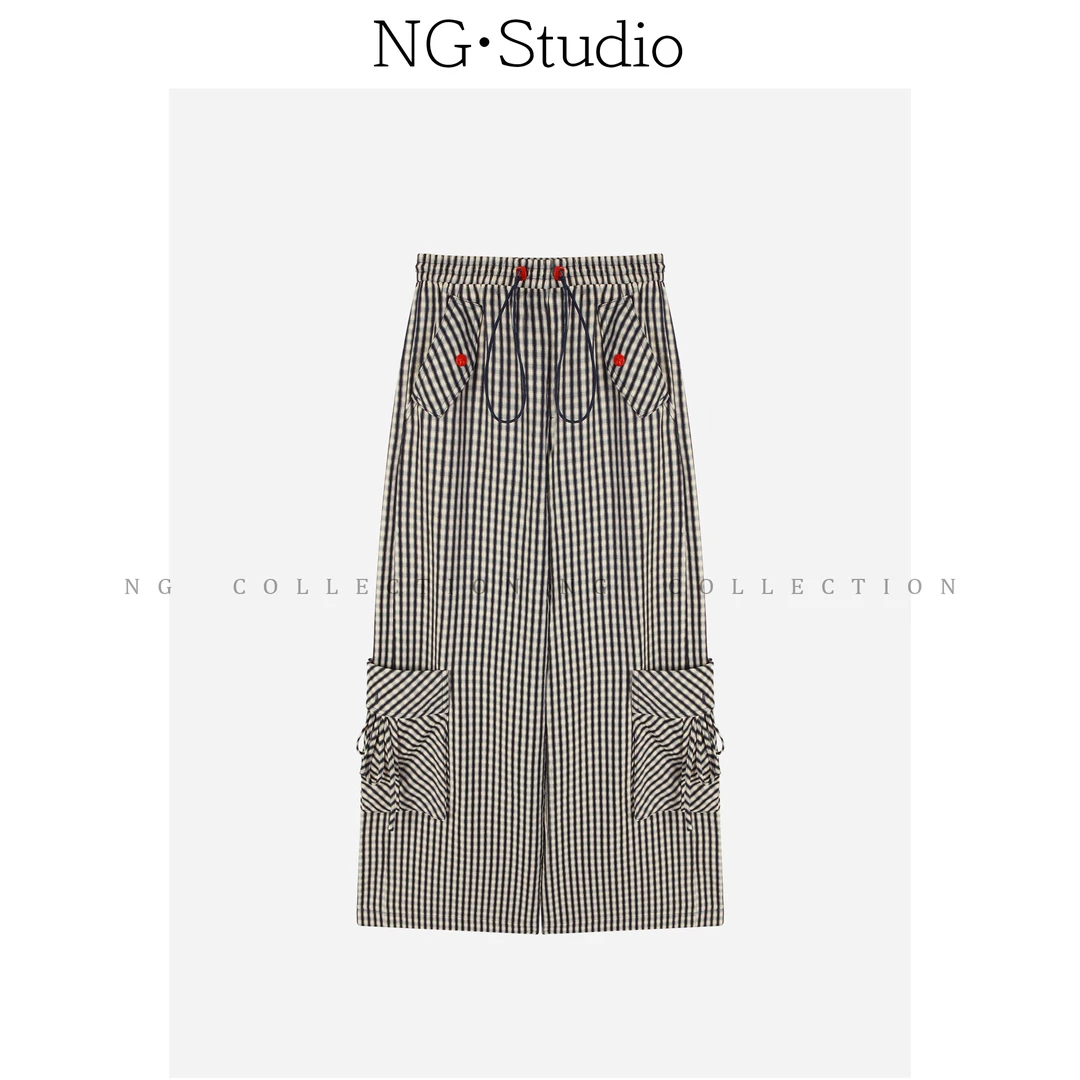 【NG·Studio】夏季条纹宽松直筒阔腿休闲工装裤NGX5XXK0955A