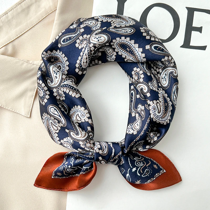 新款小方丝巾女腰果花复古围巾春秋百搭洋气法式领巾头巾发带E615