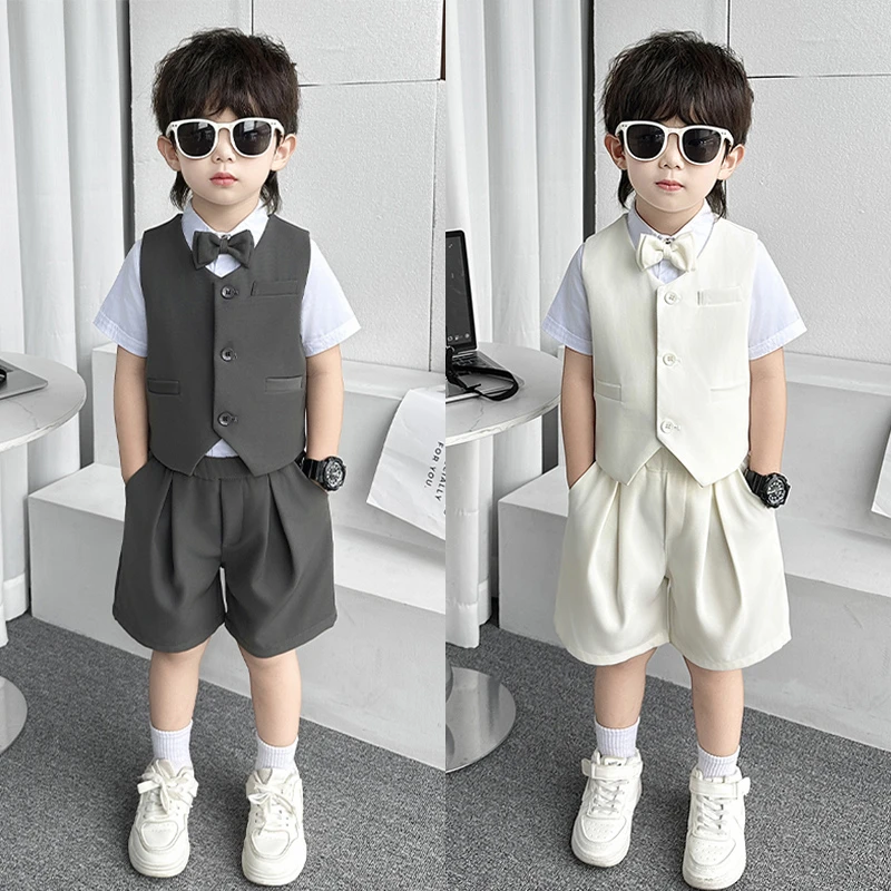 儿童西装套装男孩花童礼服宝宝生日西服薄款男童花童礼服男孩