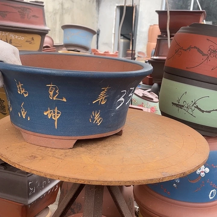 33蓝票口花盆紫砂花盆