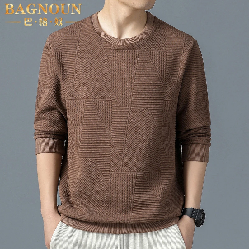 巴格奴卫衣男士秋季新款时尚高端宽松休闲圆领商务中年潮长袖上衣
