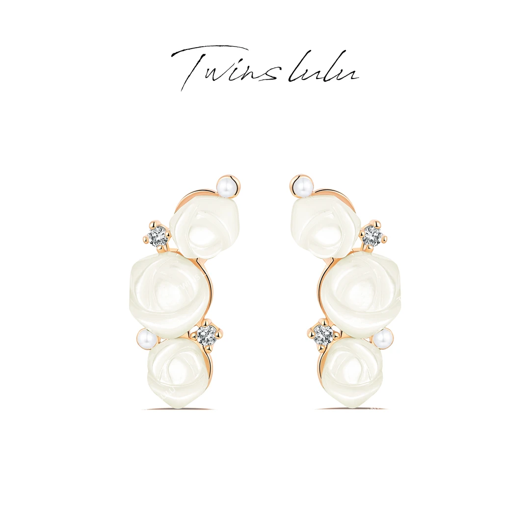 TWINS LULU镀K金新年款礼物轻奢小众首饰立体玫瑰花耳环TSL2144
