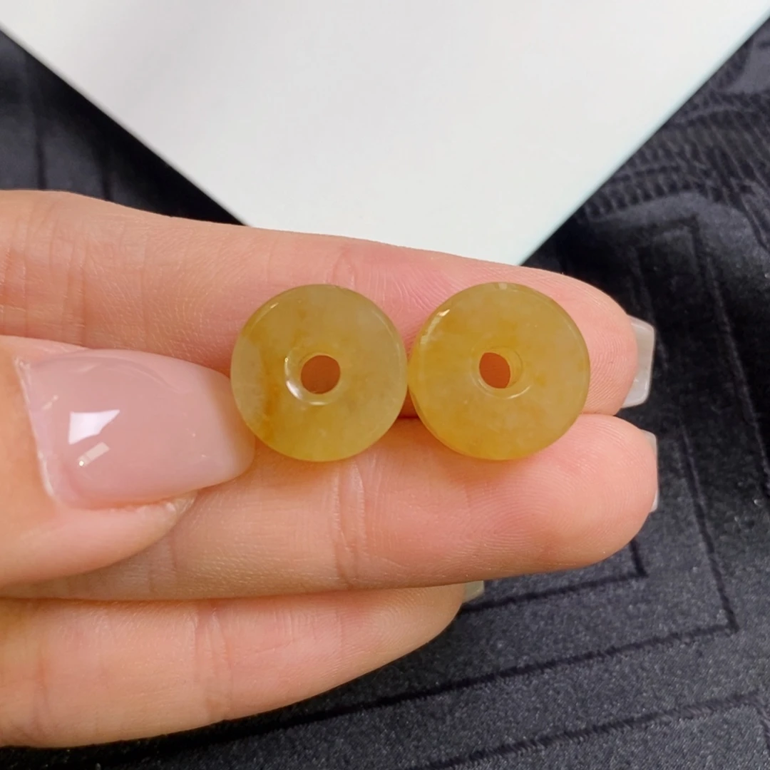 翡翠未镶嵌耳饰黄翡路路通