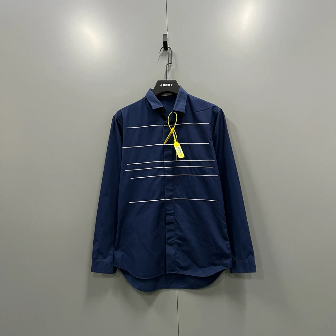 99新 DIOR/迪奥 (ll)藏青色条纹印花衬衫 39码 jc604075