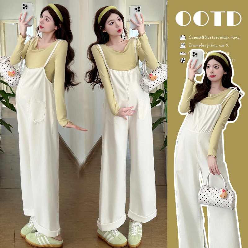 孕妇装时尚春季新款时尚休闲显瘦背带裤洋气百搭高级感休闲阔腿裤