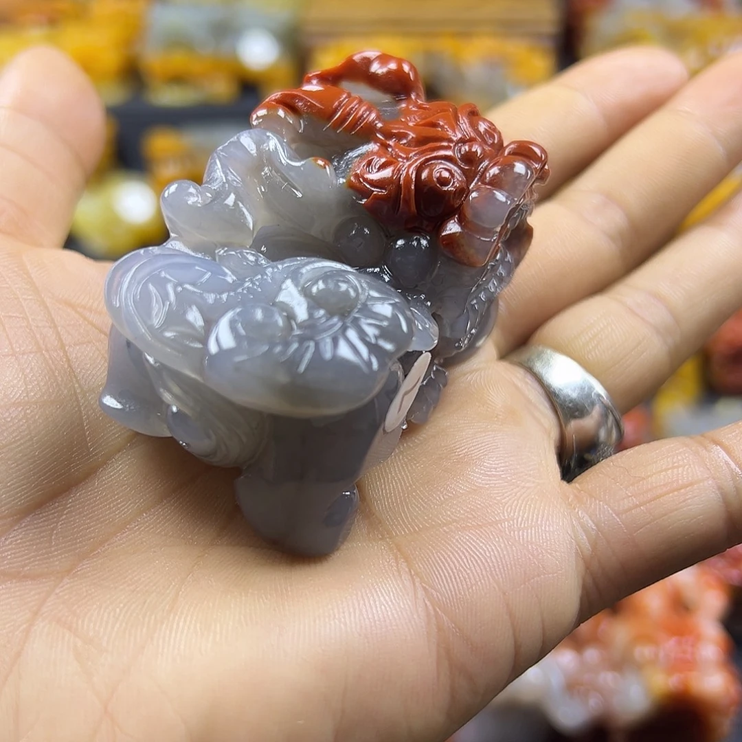 A***板石英质玉（黄龙玉）未镶嵌手把件