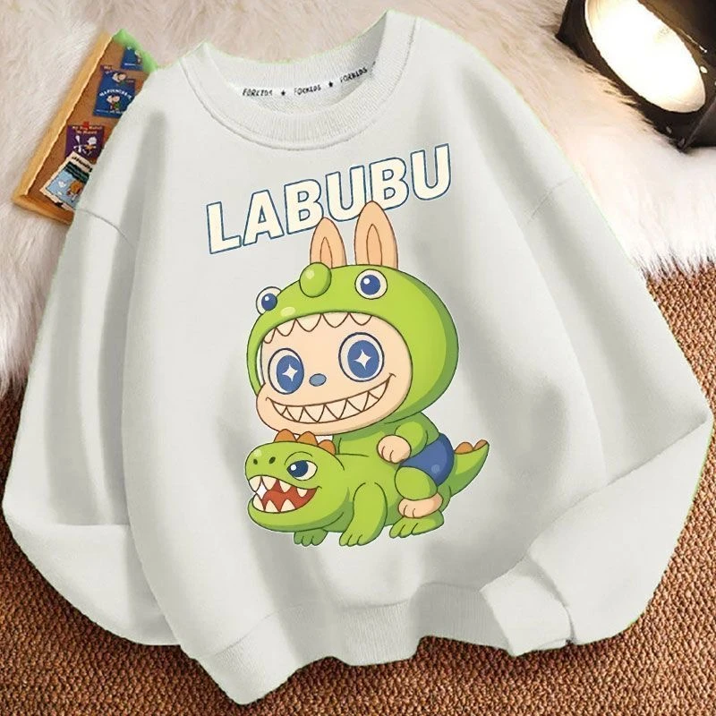 可爱拉布布春秋冬新款小中男女儿童卫衣圆领加厚长袖宽松外套时尚