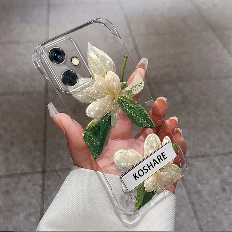 适用于红米Note12水晶花无边框支架手机壳