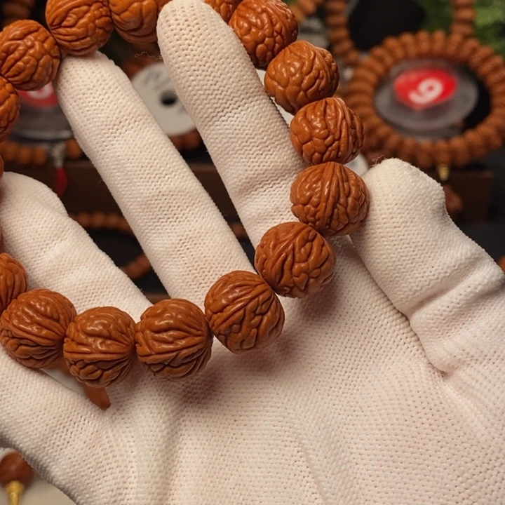 桃核手串石****?秦岭龙纹