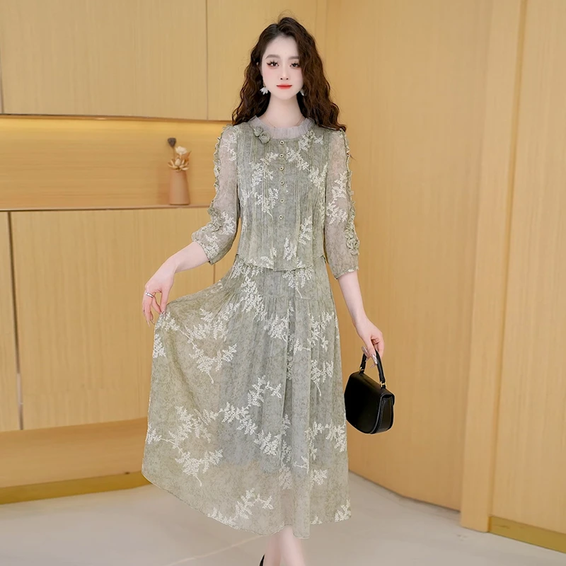 【连衣裙】春季新款时尚气质高贵洋气百搭格子显瘦减龄宽松连衣裙