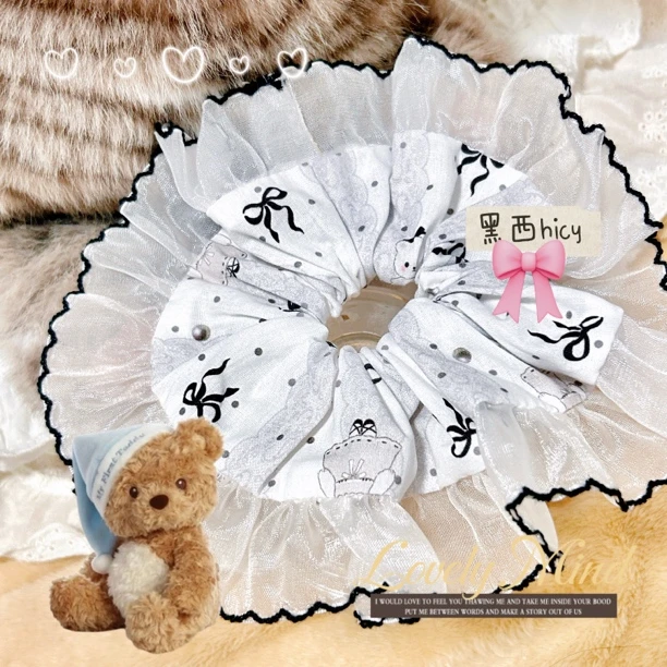 【大肠方巾混】手作大肠圈方巾混韩系发饰可爱少女心甜美ins