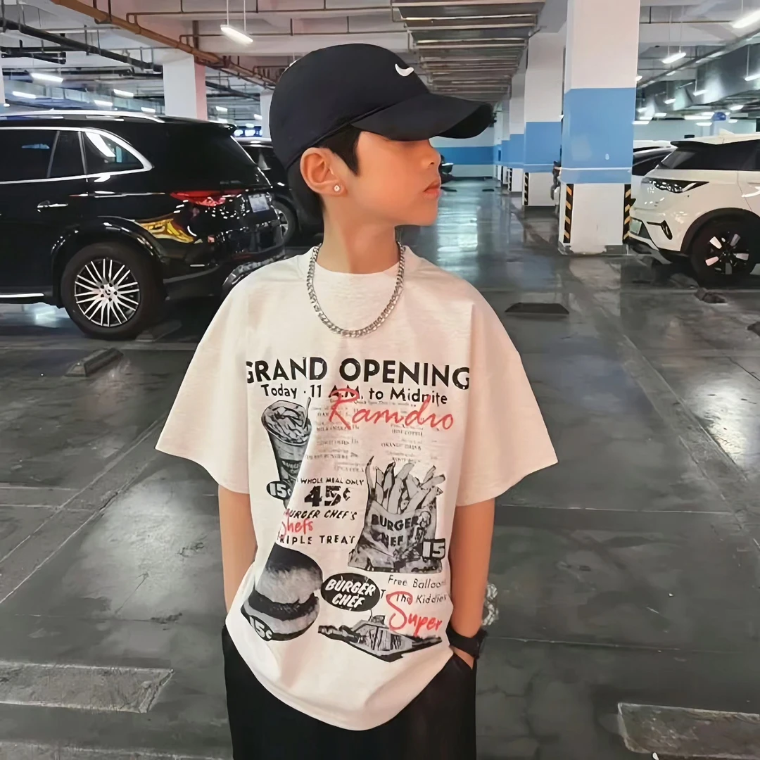 男童潮牌童装套装防蚊裤短袖2025夏季新款中大童T恤轻薄宽松裤子