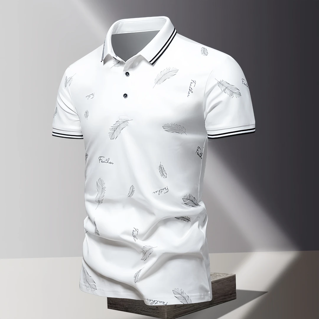 真维斯夏季时尚透气高端男士印花polo衫百搭休闲翻领商务短袖t恤