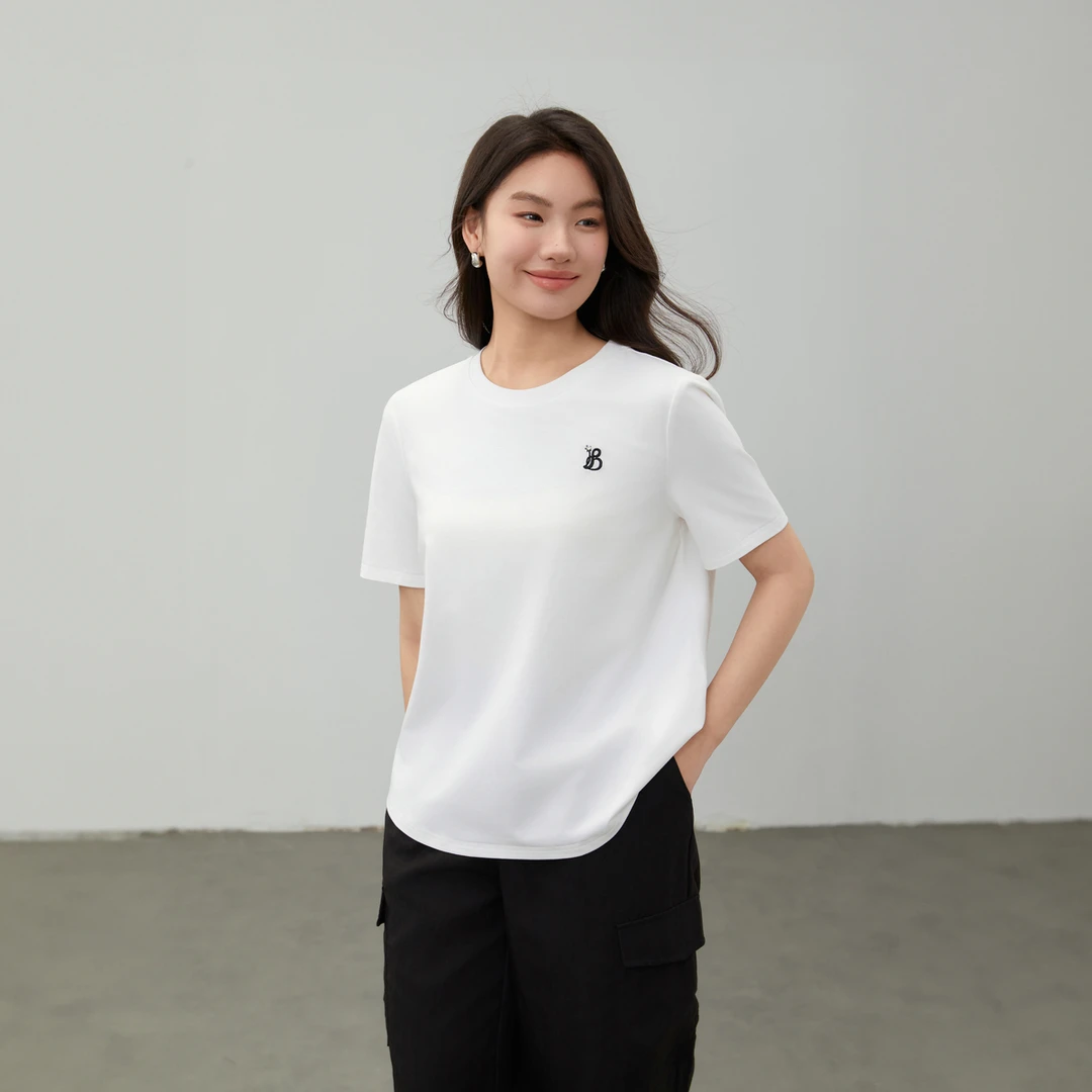 【休闲减龄时尚潮流T恤】纤莉秀大码女装显瘦百搭圆领短袖QK0851