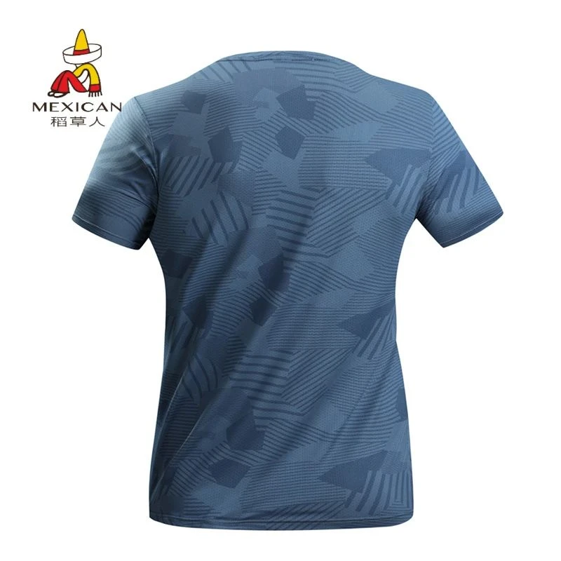 稻草人夏季新款男士休闲时尚圆领短袖透气排汗速干宽松运动健身衣