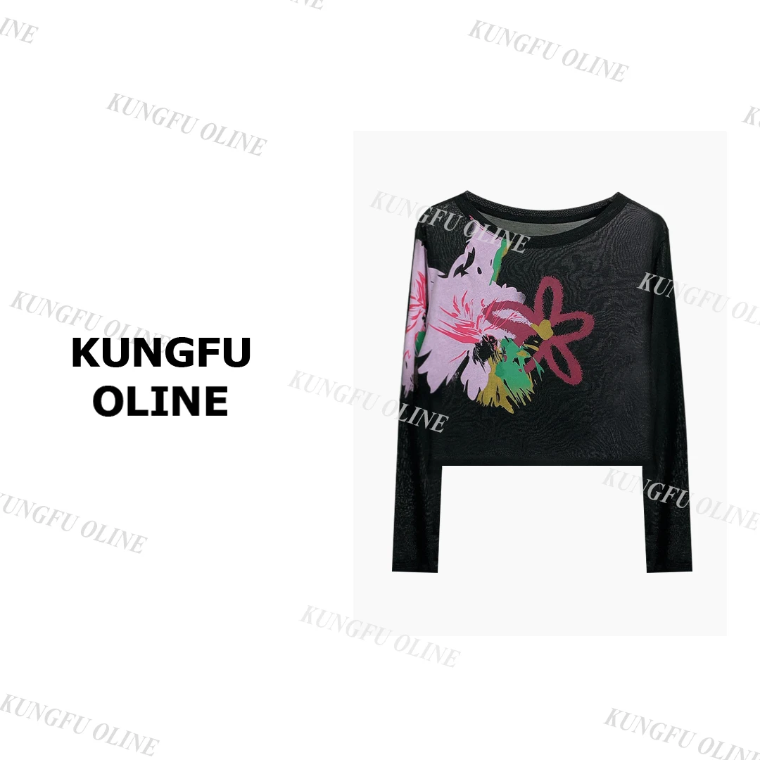 【子子】CT9570夏季薄款长袖t恤2025印花休闲打底衫