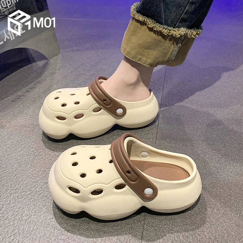 M01不累脚旅游洞洞鞋女新款夏季超火网红包头拖eva厚底沙滩凉鞋
