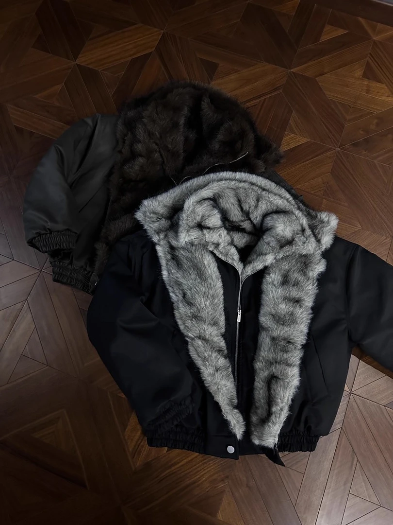 RTIMFD假两件双开加绒加厚座山雕cleanfit重磅多穿法保暖御寒棉服