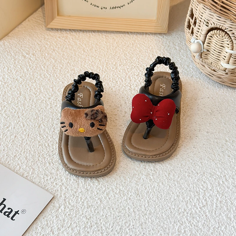 女童休闲外穿一字拖鞋2025夏季新款软底百搭皮带扣中大童勃肯拖鞋