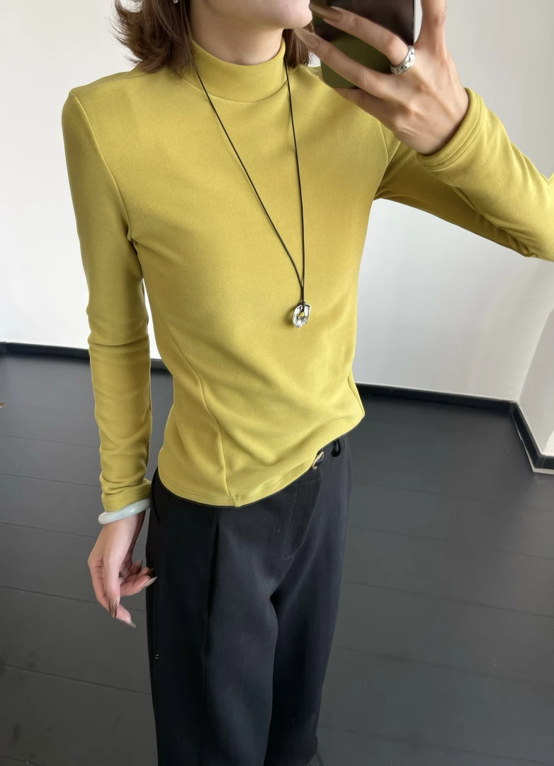 NXH -[软糯精致]2025秋冬新款净版时尚显瘦半领打底衫NO-D2010