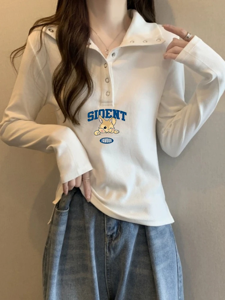 高级感欧货长袖T恤女早秋打底衫显瘦遮肚子正肩Polo上衣小众百搭