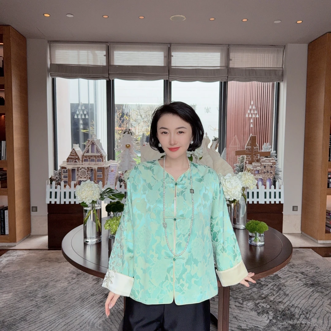 Betty Bairn【华彩】早春新中式国风桑蚕丝外套24B-BW7282