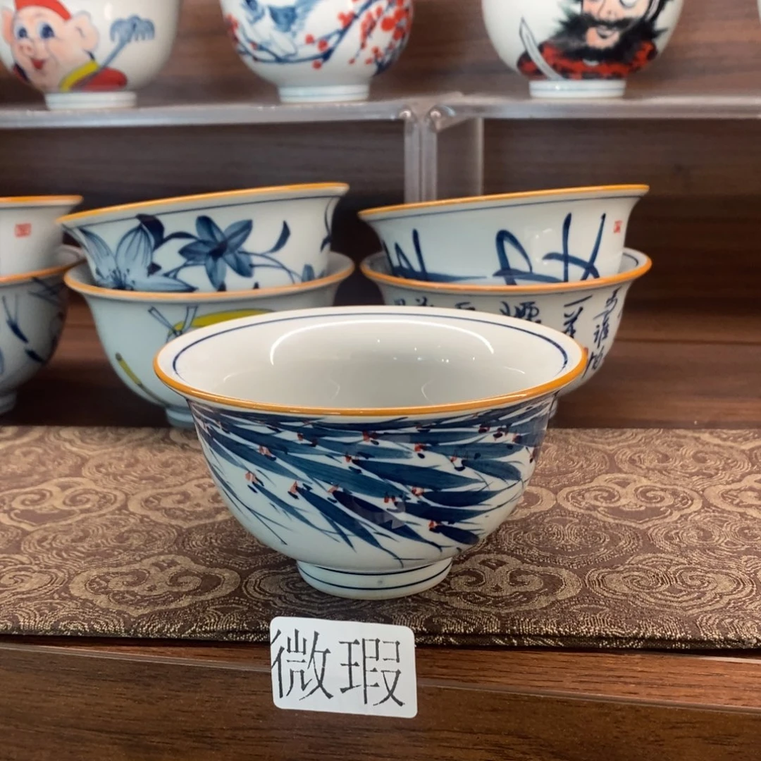 釉下手绘茶具微瑕手工绘制