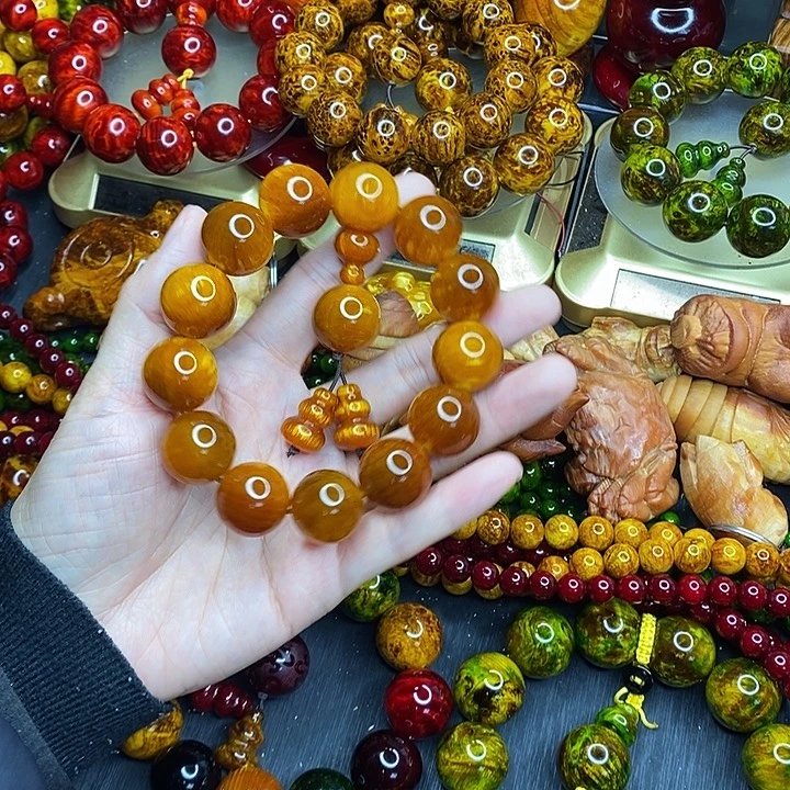 松木琥珀木文玩手串