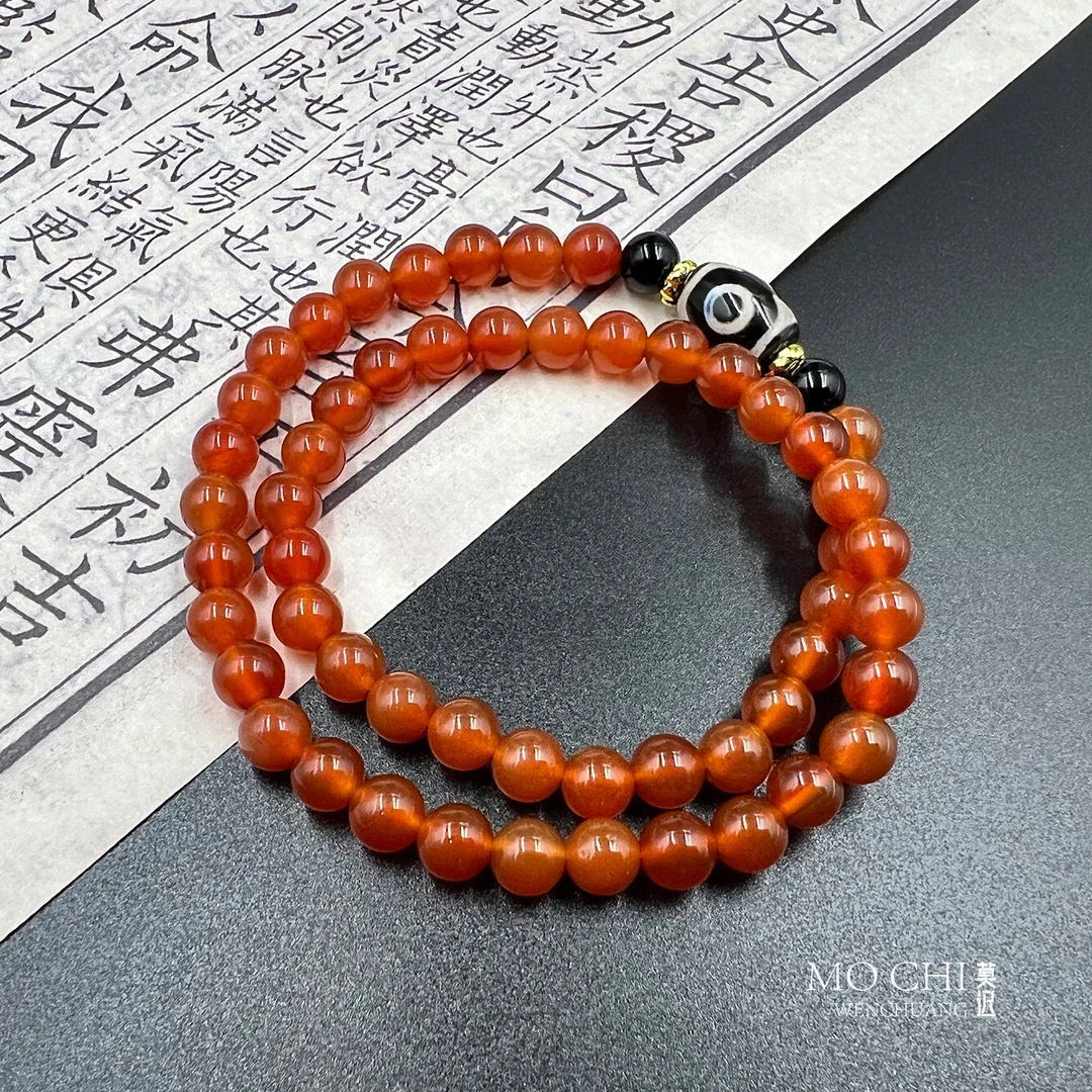 新年红双圈国风设计款文玩手串