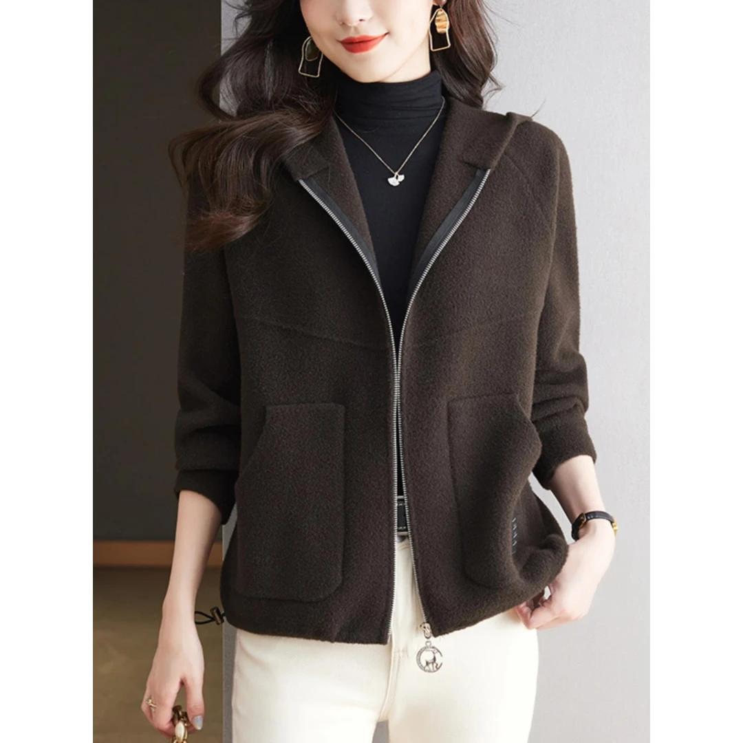 女士连帽短外套秋季2025新款爆款秋冬时尚中年妈妈小个子上衣秋冬