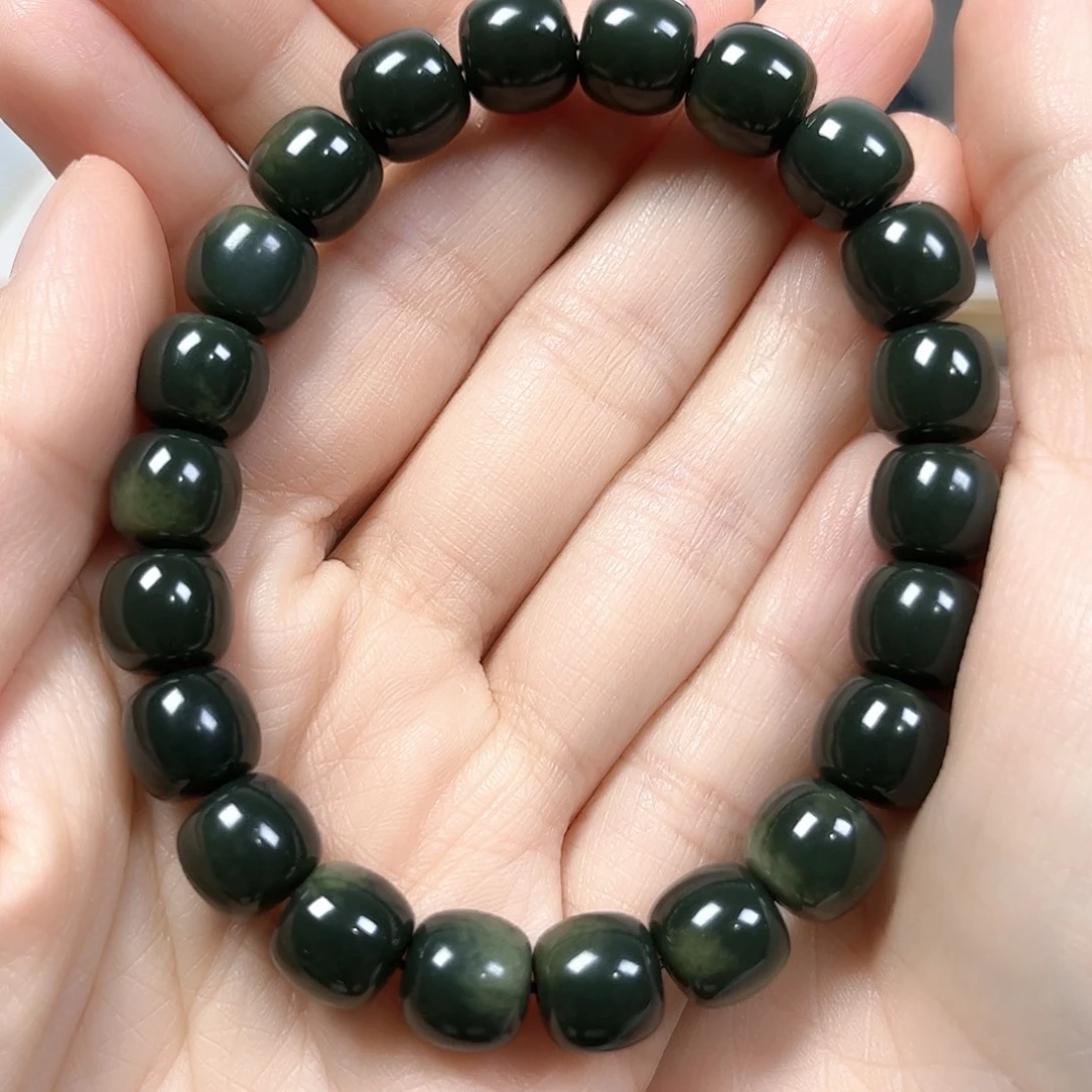 和田玉未镶嵌手链卡10老形珠珠宝级货头