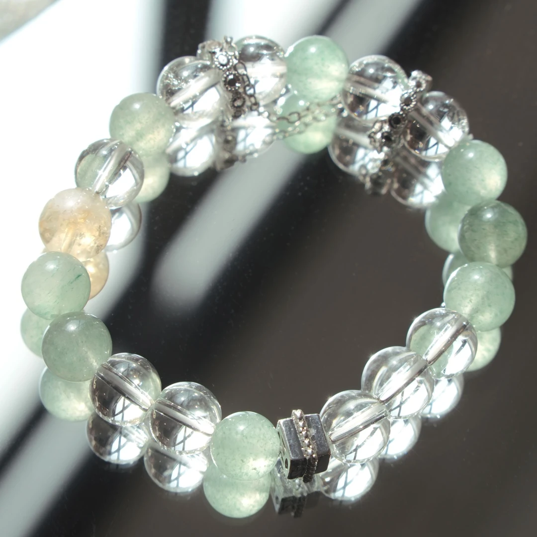 【星光绿草莓】绿草莓+白水+黄阿赛DIY自制手工手串