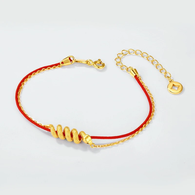 925银手链 纯银【灵蛇】鸿运红绳手链本命年爆款原创编织手腕配饰