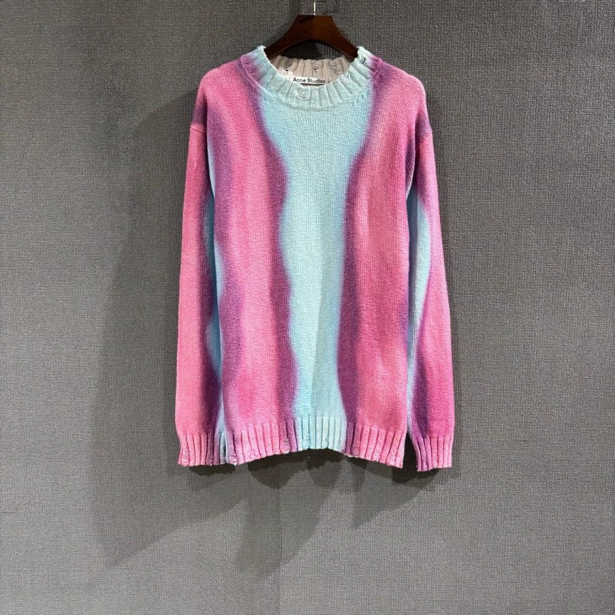 99新 Acne studio （pm）蓝粉拼色圆领毛衣 xxs码/8439
