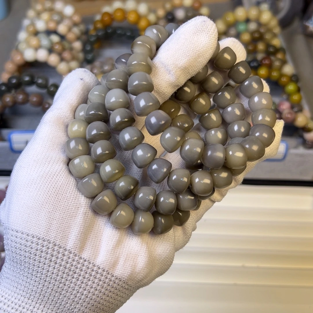 菩提根/象牙果手串稀有色蓝灰实心碗卡12  可能有色差