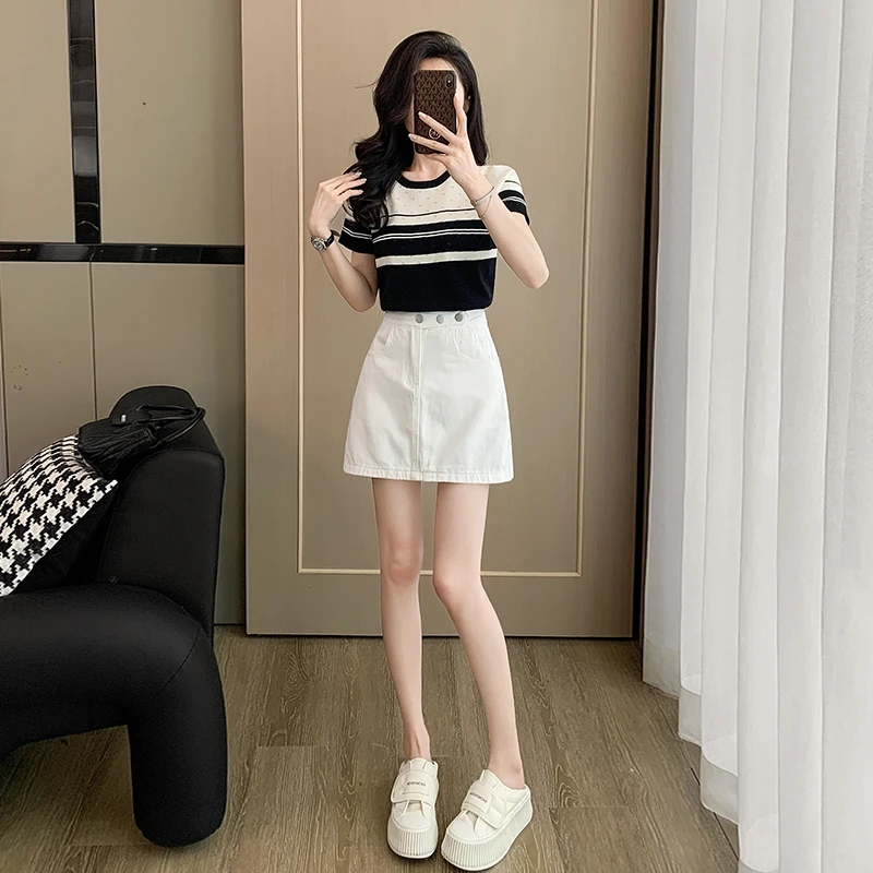 夏季小个子穿搭一整套时尚减龄洋气休闲运动风短袖短裙两件套装女