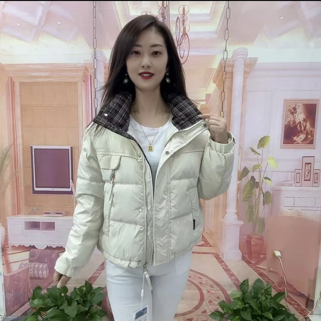 秋冬新款宽松休闲时尚韩版立领短款保暖女装外套