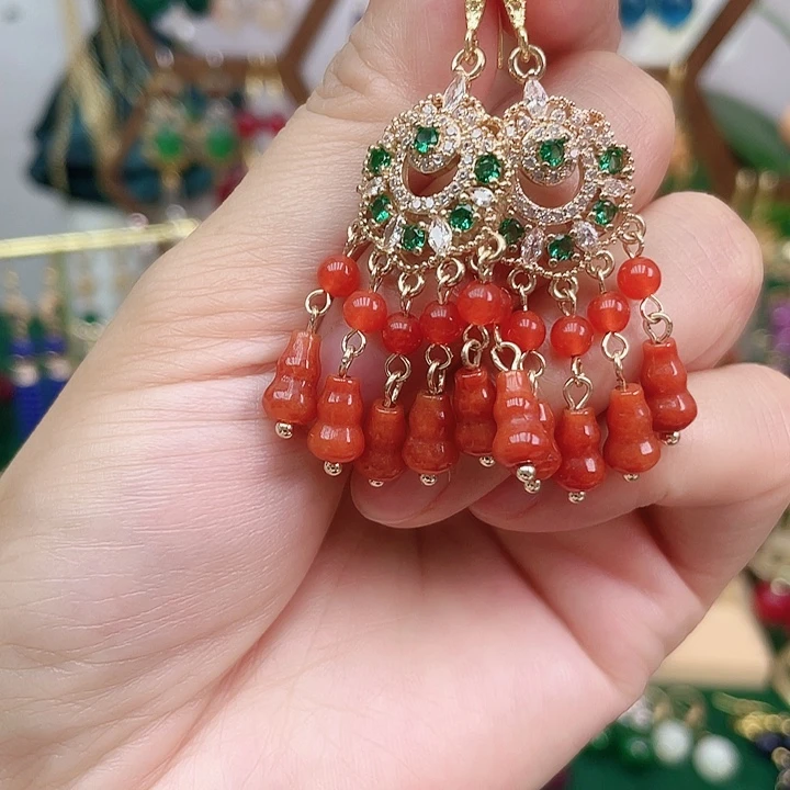 玛瑙/玉髓合金耳饰