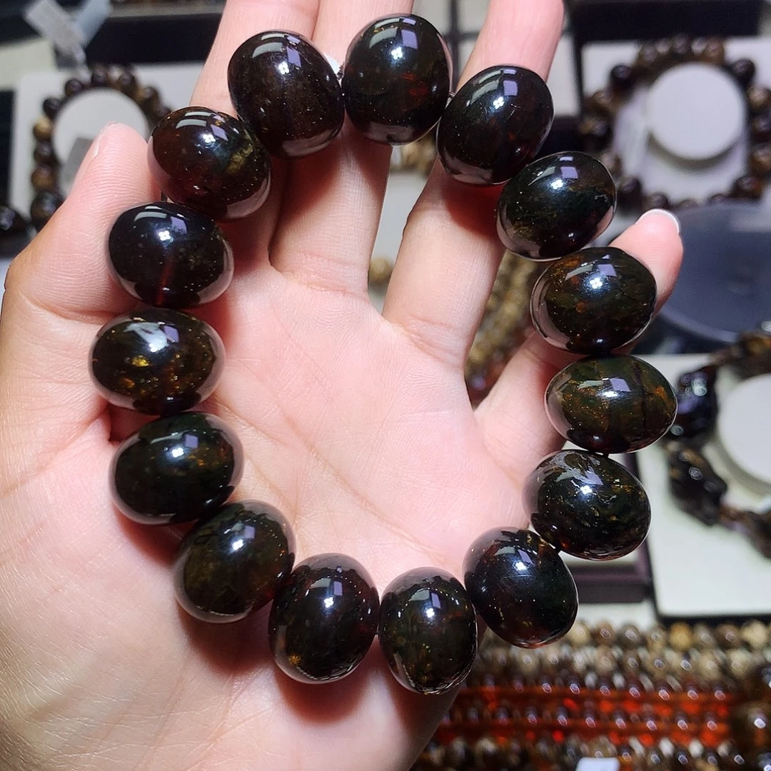 有***味裸石琥珀未镶嵌血翳18m