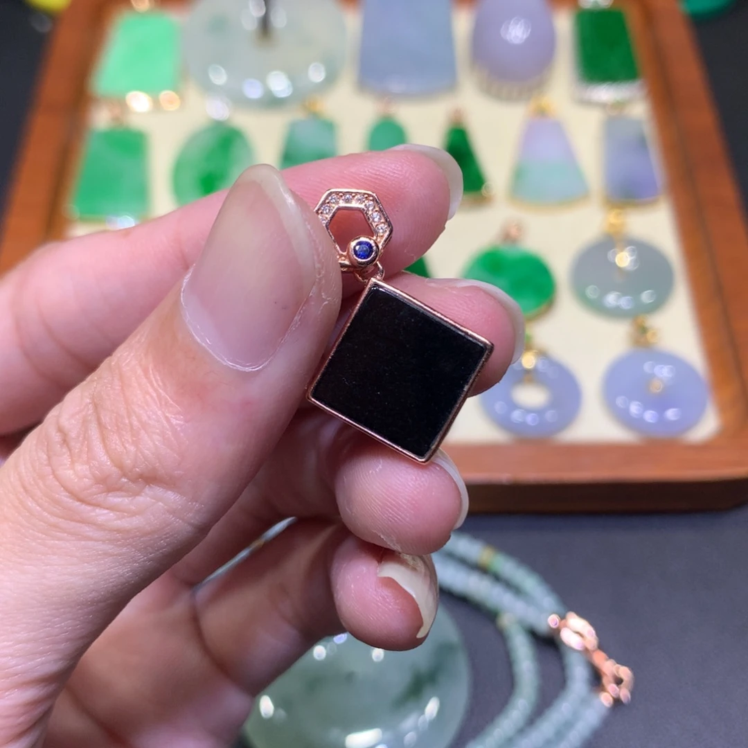 翡翠银S925镶嵌吊坠(不含链)