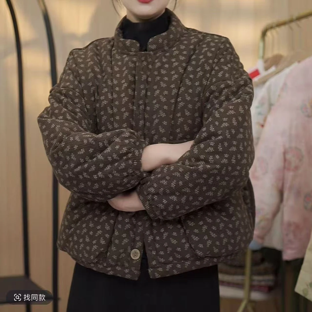 棉衣外套短款灯芯绒加绒加厚女棉服冬季保暖外套