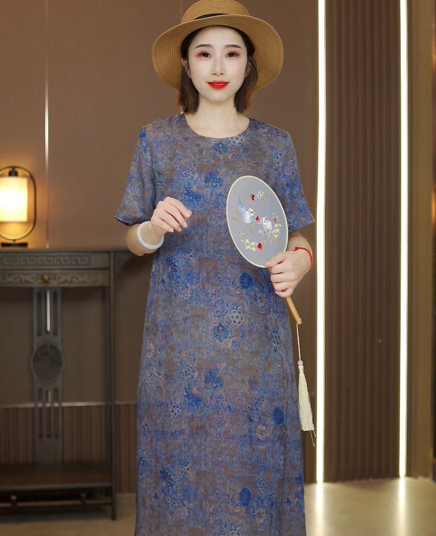 【清慈】2025春夏新款桑蚕丝气质轻奢优雅显瘦女装连衣裙