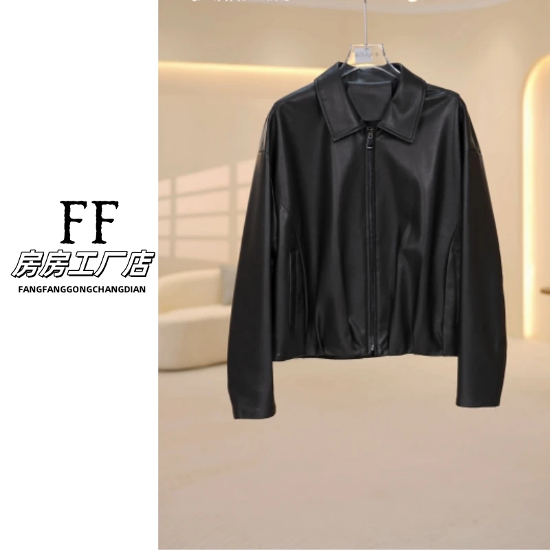 88385秋季常规轻职风春秋季真皮皮衣时尚休闲翻领女装外套