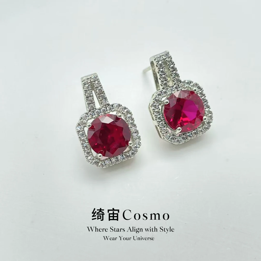 铜合金耳饰 绮宙Cosmo 美术馆系列【龙息红宝】设计款耳钉耳坠30387